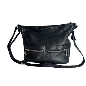 Atelier Noir by Rudsak Black Leather Shoulder Bag with Adjustable Strap